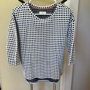 Lou & Grey Cotton Black White 3/4 Sleeve Top Size S